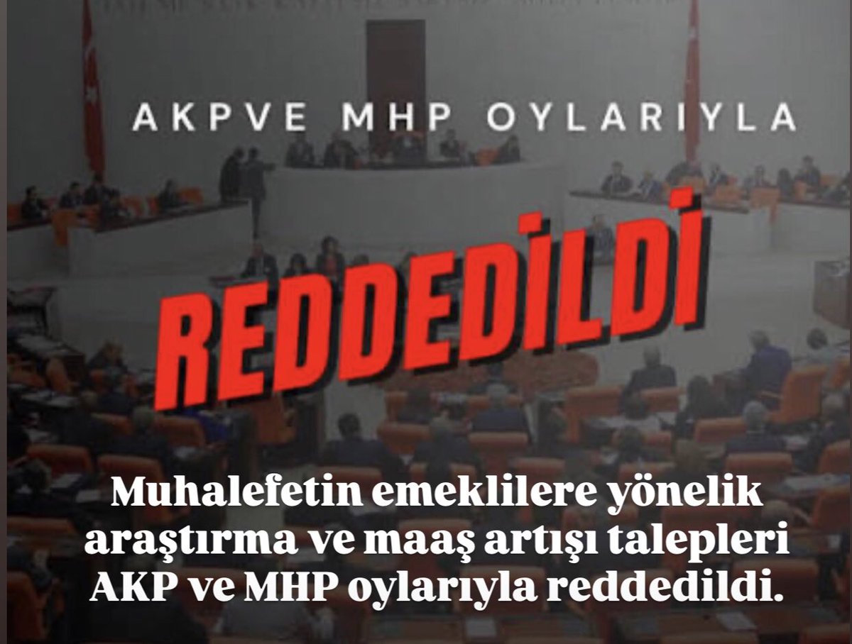 Sol_Yumruk3's tweet photo. Muhalefetin emeklilere yönelik araştırma ve maaş artışı talepleri AKP ve MHP oylarıyla reddedildi. https://t.co/h84hTdaZuM