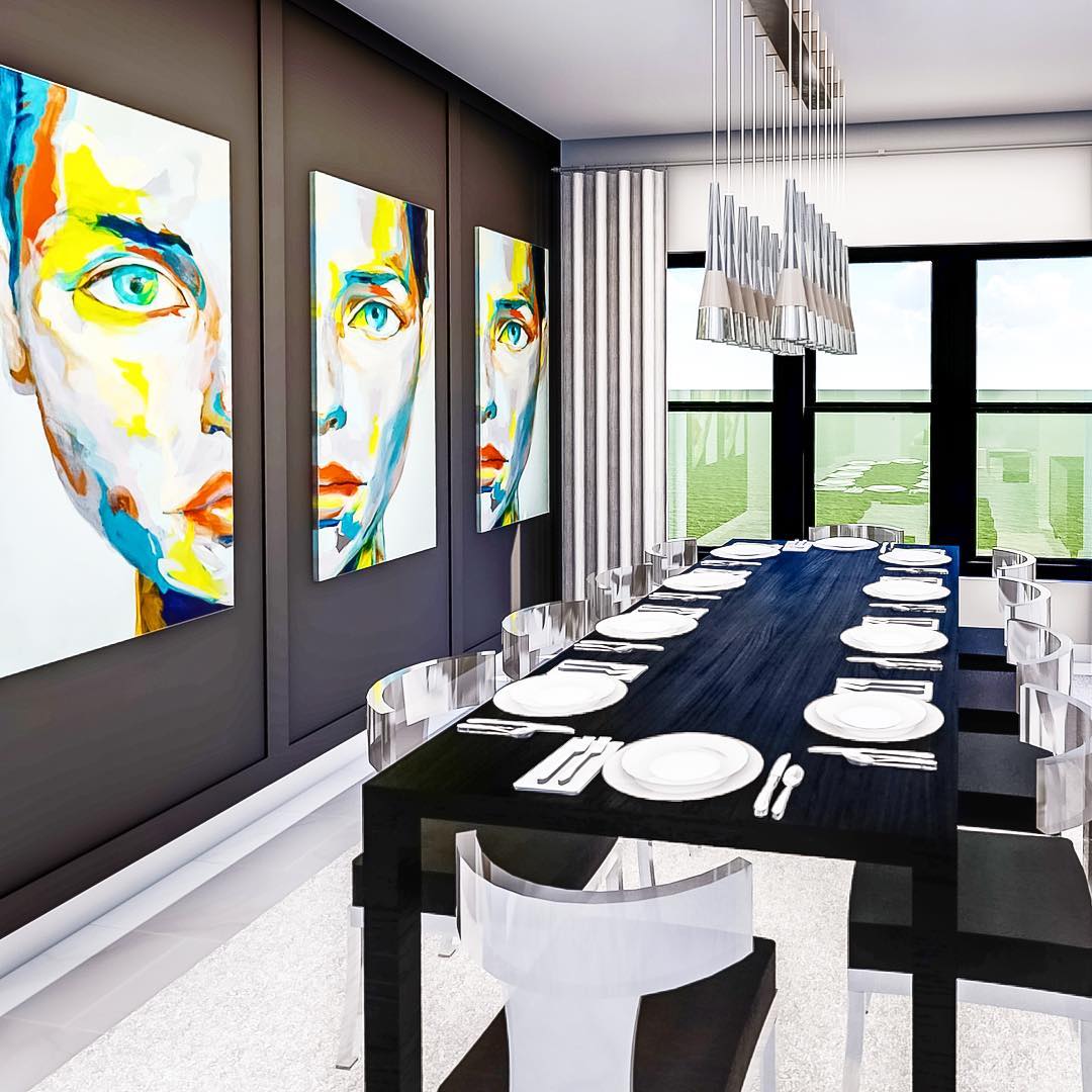 pedronietoe's tweet photo. Un amplio comedor formal con un toque especial. La pared de fondo negra resalta los colores de las piezas de arte!
#realestate #realestatelifestyle #househunting
📸 👉 IG: @nikkilevyinteriors https://t.co/Vo6j277PIK
