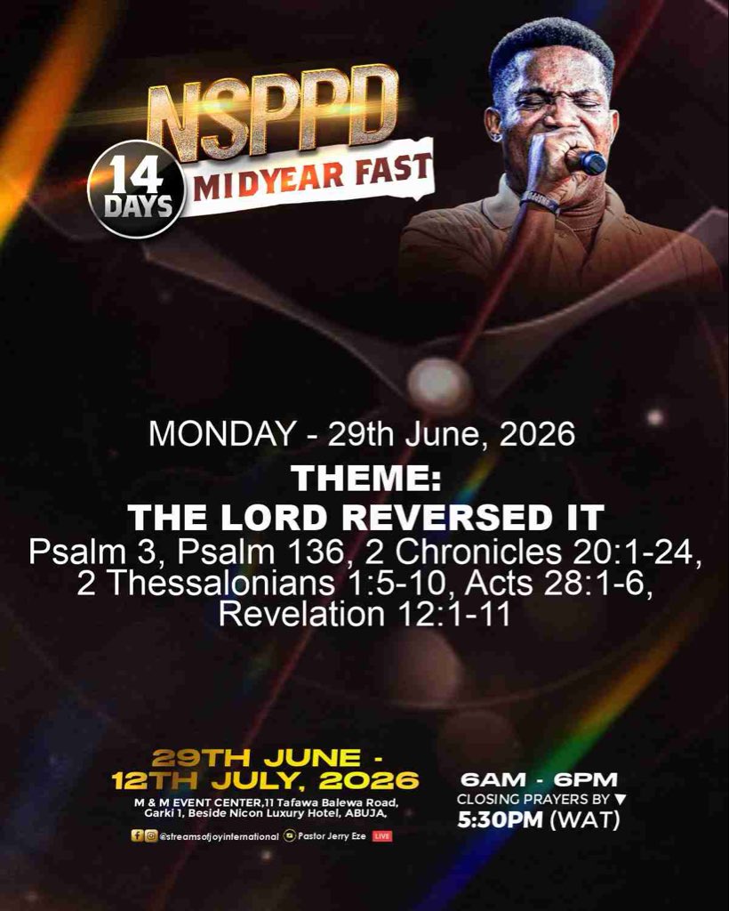 streamsofjoyHQ's tweet photo. DAY 3 IS HERE! JOIN US AS WE DECLARE “REVIVED! RENEWED! RESTORED!”🙏🏻🔥🔥🔥🔥🔥

READ/STUDY/MEDITATE:
Habakkuk 3:2, Ezekiel 37:1-14, Luke 18:1-18, John 11:1-45, Romans 8, Romans 12

DECLARE:
July to December: I AM REVIVED! I AM RENEWED! I AM RESTORED! Hallelujah! (7x)

This is my second half of revival, renewal, and restoration! By the Word of El-Roi spoken through my prophet, I move from prayers to answers, prophecy to manifestation, desire to evidence, process to results, imaginations to reality! Let everything align! (Isaiah 55:11; 2 Corinthians 1:20)

July to December: I have a new name! From the rejected to the revived, renewed, and restored! From the one, once mocked to the one God has shown mercy! I see wide open spaces full of joy, laughter, and celebration! I am in my Rehoboth, El-Roi did it! (Isaiah 62:2; Genesis 26:22)

July to December: There’s a program of revival upon me! By this, I declare that Jesus reigns over my life! All of me - my time, my resources, my essence - belongs to Him. Sin has lost its hold over my life! I am focused and purposeful! Mindsets, lusts of the flesh, and wrong connections contending with the reign of Jesus over my life, break! (Romans 6:14; Galatians 5:16; Matthew 6:33)

July to December: There can be more! There should be more! I enlarge! I stretch forth! I will not spare! I lengthen! I strengthen! Pattern breakers are arising, and I am one of them! (Isaiah 54:2–3)

Oh Lord, in the order of Habakkuk 3:2, revive Your works in my life! I cannot afford to be a spectator. As I journey through this midyear fast, let every dry bone come alive! Let my giftings, Your unction, and the oil upon my life rise and overflow! (Habakkuk 3:2; Ezekiel 37:4–10)

July to December: I wax great, I go forward, I grow until I become very great, but this is just the beginning! Greater doors are opening! I hear my name in global corridors of influence. It is my set time for increase and expansion - bigger than I imagined, more than I prayed for! (Genesis 26:13; Psalm 102:13; Ephesians 3:20)

I AM A MOVING WELL OF THE SUPERNATURAL! Watch out: the best of me is bursting out! Weaknesses of the flesh, limitations in my bloodline, evil predictions, and permutations, you cannot cover me! It’s my flow season; I break out on all sides! (John 7:38; Micah 2:13)

My season is changing! In my body, soul, and spirit, I am revived, renewed, and restored! Like Saul, I will not hide when I should emerge. Like David, I refuse to shrink when the season demands a showing up. Like Isaac, I am too blessed to bow. I rise, I rule, and I reign in the midst of my enemies! (1 Samuel 10:22–24; Psalm 110:2; Genesis 26:12–14)

There may be no rain, but I will still have water! Where others are stagnated, I move with speed! Where others fail, I excel beyond expectations. By the Word of God over my life, my results are not permitted to follow the normal protocols, processes, or permutations of men. (2 Kings 3:17; Isaiah 43:19)

I prophesy over my family: Our new name is “THE LORD IS THERE!” Whatsoever follows God’s presence, let it appear - fire, healing, power, favour, access, restoration - appear! Landmarks of negativity, none will escape, disappear by FIRE! (Ezekiel 48:35)

I am the perfect picture of Heaven on Earth! I am not ordinary; I am revived, renewed, and restored to bring answers and solutions to my family, nation, and generation. As I grow in my revelation of whose I am and who I am, I arise as a change agent. My impact is increasing. My exploits are rising. Hallelujah! (Matthew 6:10; Daniel 11:32; 1 Peter 2:9)

In this season of restoration, powers that sponsor reduction, demonic mindsets that make men choose less in place of more - whether from my background, my upbringing, or the city I live in - I am not your candidate. Fire! (Joel 2:25–26; Deuteronomy 1:11)