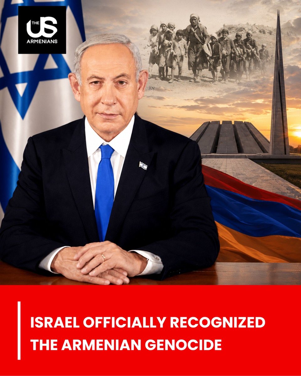 TheUSArmenians's tweet photo. The Israeli government has unanimously approved a proposal submitted by Foreign Minister Gideon Saar to officially recognize the Armenian Genocide marking a major political and historical shift.

Source: Azatutyun https://t.co/ov4cuo8pb7