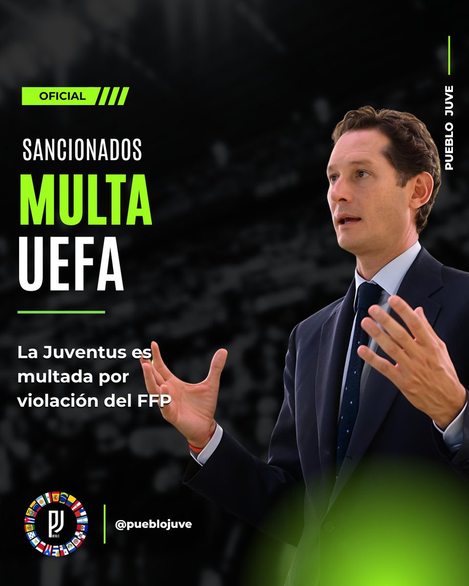 Pueblo_Juve's tweet photo. 🚨 OFICIAL: La #Juventus ha sido sancionada por la UEFA por violación del Fair Play Financiero
Acuerdo de solución (settlement agreement) de 3 años, multa de hasta €20M (€6M fijos, €14M condicionados)
Posibles restricciones deportivas si no se cumplen los objetivos intermedios
En caso de respetar los parámetros económicos sobre una base agregada en los tres ejercicios 2024/25, 2025/27 y 2026/27, el club tendrá la posibilidad de salir anticipadamente del régimen previsto por el Acuerdo de Solución
[ @juventusfc ]
#Juve #Calciomercato #Fichajes