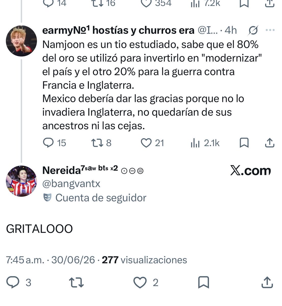 jjkjjukkumiz's tweet photo. Se puede caer mucho más bajo si son españolas que creen que México le debe dar las gracias a España y pensar que nam estaría de acuerdo https://t.co/QnqMmrbaMY