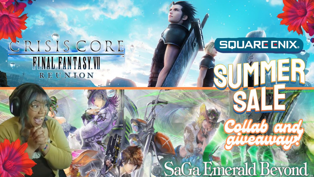 GuhreenTi's tweet photo. Hey ya'll! We have a #sponsored stream coming this Thursday, with @SquareEnix to promote their Steam Summer Sale!! They have gifted me with codes for Crisis Core: FFVII Reunion and SaGa Emerald Beyond!

AND they have also given me 3 codes per game to give away to yall on stream! https://t.co/xCWjVMmwcq
