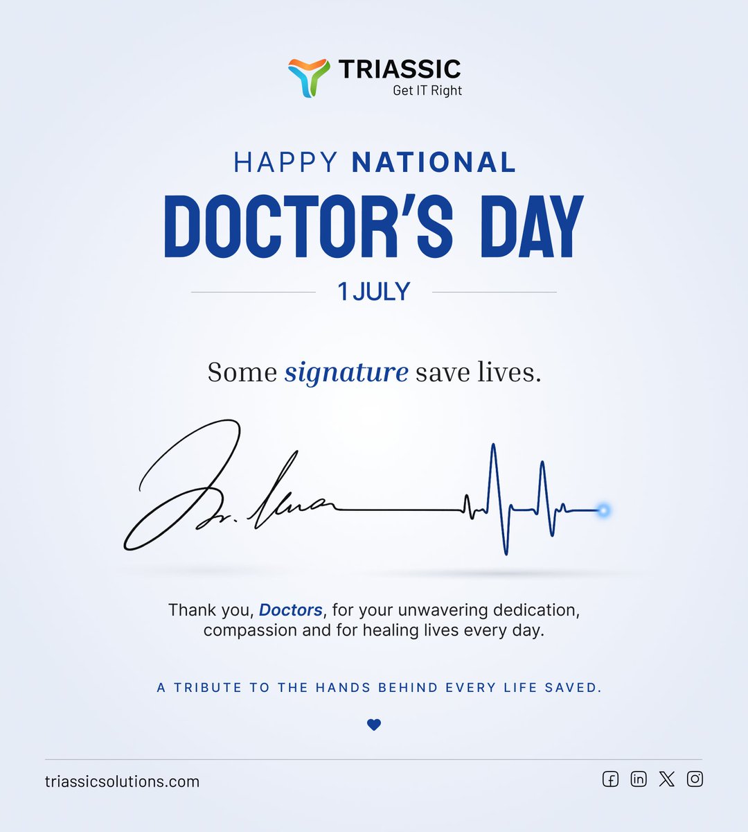 TriassicSolns's tweet photo. Happy National Doctors' Day! 💙

#NationalDoctorsDay #ThankYouDoctors #HealthcareHeroes #HealthcareInnovation #CompassionInCare #MedicalExcellence #PatientFirst #LifeAtTriassic #TriassicSolutions #TogetherWeGrow https://t.co/1z5bHzw11h