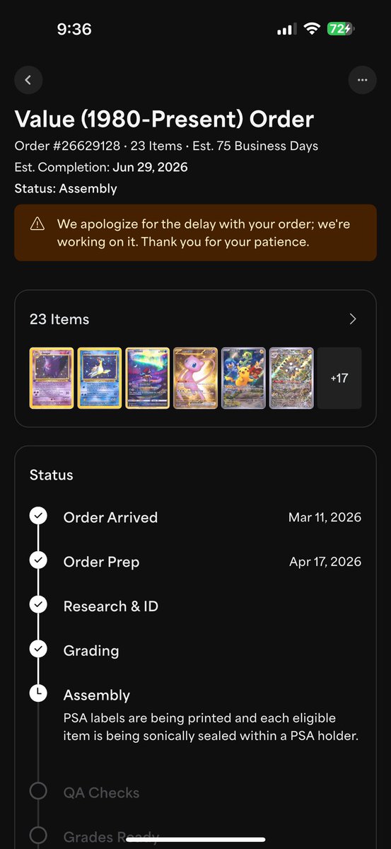 mlwpeace's tweet photo. @PSAcard Been stuck in assembly for over a month. How much more of a delay can we expect? https://t.co/kqFA3Yp4cc
