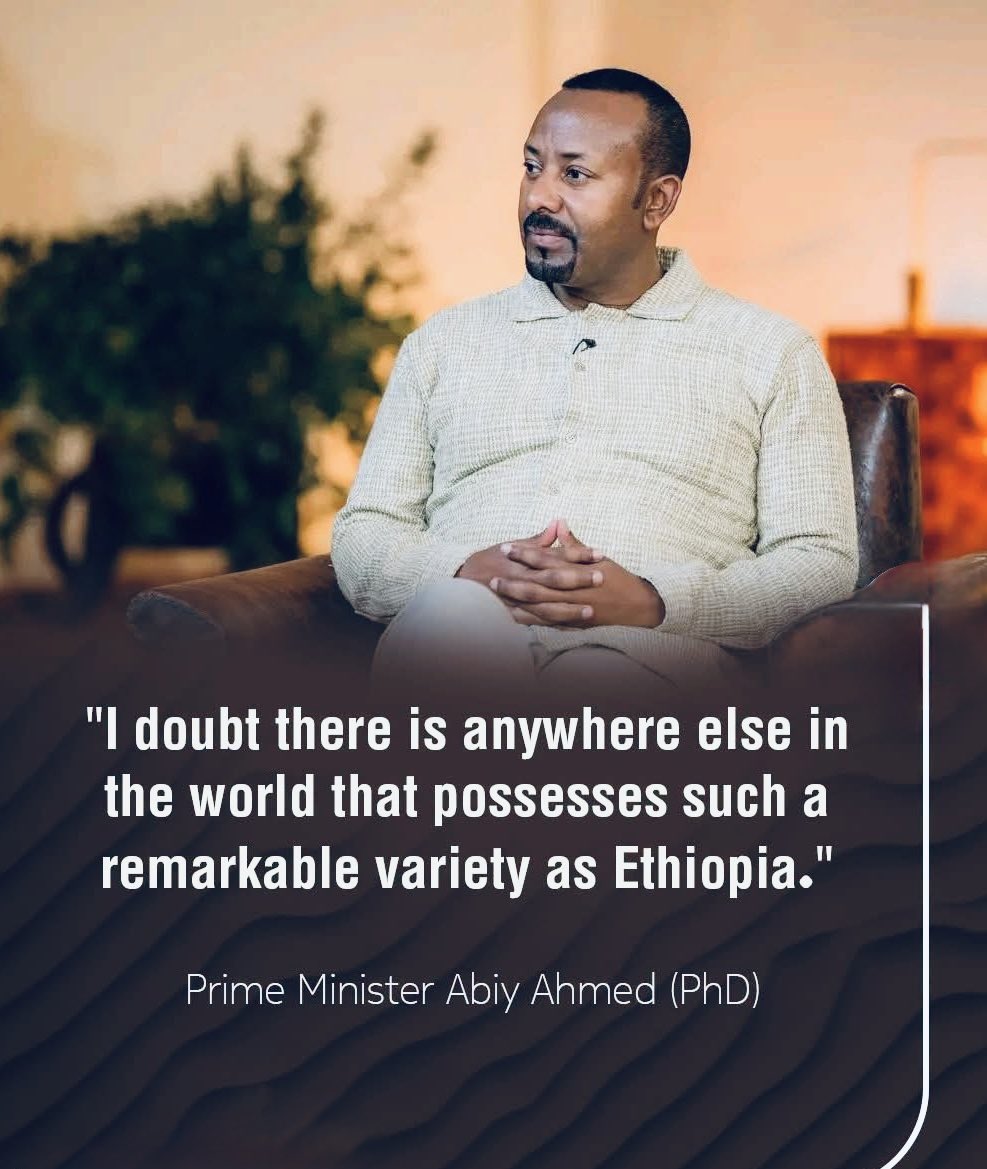 ETEmbassyMGQ's tweet photo. "I doubt there is anywhere else in the world that possesses such a remarkable variety as Ethiopia."
Prime Minister @AbiyAhmedAli 

#Ethiopia #VisitEthiopia #TourismEthiopia https://t.co/ptpb531s9A