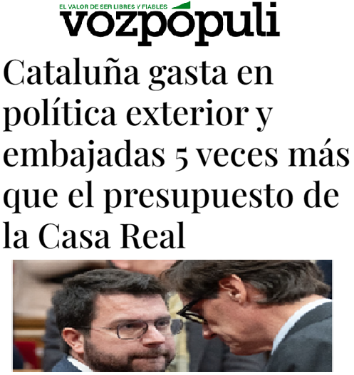 CCivicaCatalana's tweet photo. Las embajaditas catalanas, con separatistas puestos a dedo embolsándose 100.000 euros anuales por crear odio contra España, cuestan 5 veces más que la Jefatura del Estado.

Para esto es necesaria la "financiación singular". https://t.co/yzm5ghNKhI