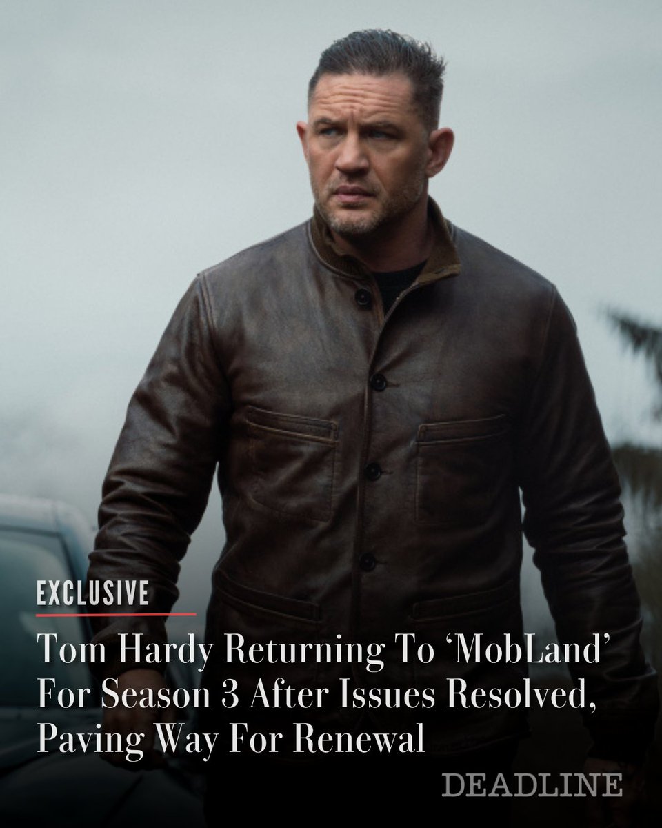DEADLINE's tweet photo. EXCLUSIVE: The leading trio of characters on MobLand will remain intact for the expected Season 3 of Paramount+‘s hit crime series. After some behind-the-scenes drama, Tom Hardy is staying on and will continue to star alongside Helen Mirren and Pierce Brosnan, sources tell Deadline.

Read More: https://t.co/0WxeShsu5a