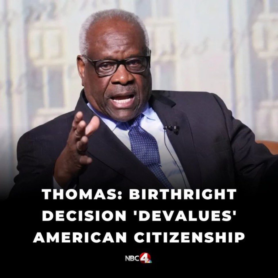 Nibiru1000's tweet photo. Trump should ignore the SCOTUS ruling on Birthright citizenship and just ban it entirely, lol. Who’s going to stop him? Shoutout to Justice Clarence Thomas, who voted to end it. He knows the impact Birthright citizenship has on Black America, it was originally meant for the children of slaves not anchor Babies