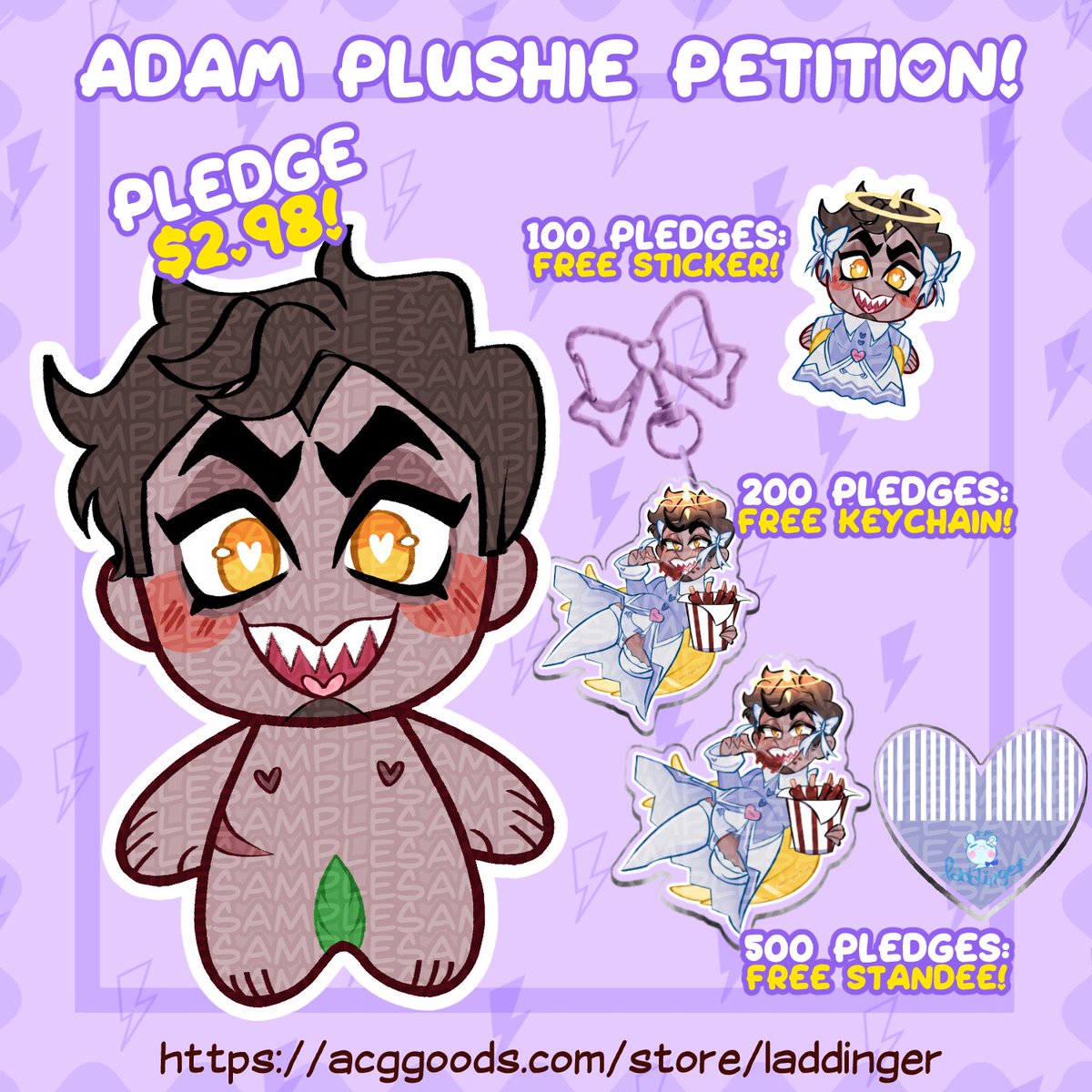 Laddinger's tweet photo. 🎉💜Adam and Lucifer Plushie Petitions are LIVE on my ACGGoods!❤️🎉

Pledges close on 7/19 (Adam) and 7/18 (Lucifer)!

 https://t.co/g4RUmiMnD1 https://t.co/kRyCoFKnuf 

#adamsapple | #fanmerch | #guitarduck https://t.co/DkeXx3thKo