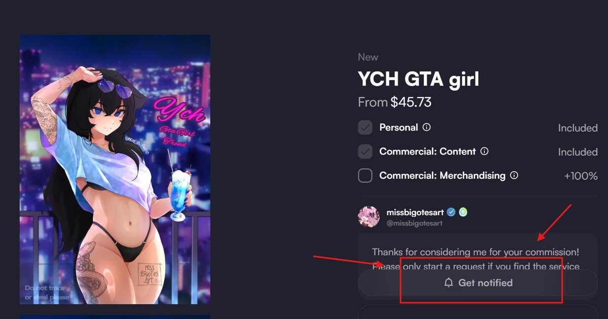 MissBigotesArt's tweet photo. I still need to make some room in my queue and check my schedule BUT it's already up on VGen :3  

-You can bookmark it to get notified when I open slots✅
#ych #gta https://t.co/Ae7g2P0Ee9