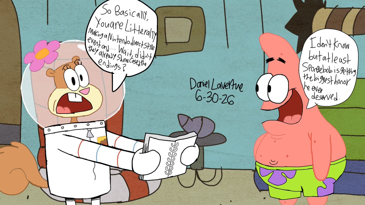 DanielLave25280's tweet photo. So.....
Today I just heard Nickelodeon is going something special for the Yellow sponge himself on July 14th
So I chose to make a comic about it
#SpongeBobSquarepants #Cartoon #Nickelodeon #Nicktoons #nostalgia #comic #SpongebobFanart #SandyCheeks #PatrickStar @PlushblueepReal https://t.co/rKOtT4gaN9