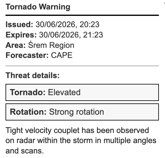 CES_Forecasts's tweet photo. Tornado Warning has been issued https://t.co/osTz2eJVub