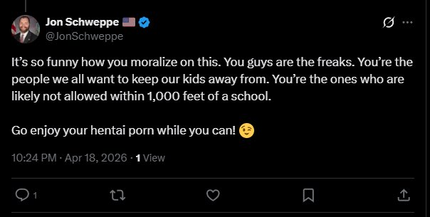 MadamSavvy's tweet photo. this fat nepo freak somehow weaseled his way into circles that are pushing the censorship. meanwhile, he posts his family- all of it- online, does not practice online safety, and worse- HAS NO IDEA ABOUT THE EXISTING TOOLS. 

He has called me a pedophile and told me to "enjoy my hentai while you can"

this is NOT about protecting kids- he knows I am an adult. why is he threatening to take a type of content away thinking it would hurt me? that is not for children, this is a sad, angry fat guy who probably lost to people like me. who knows. 

He never engaged with data, none of them do. They know NO ONE wants this.