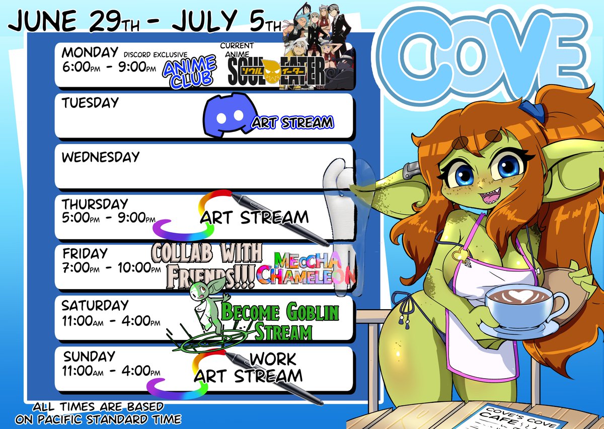 BeachGoblin's tweet photo. streaming schedule!!!
one more week of work and then going to change it up!!! https://t.co/gPYMstKuRa