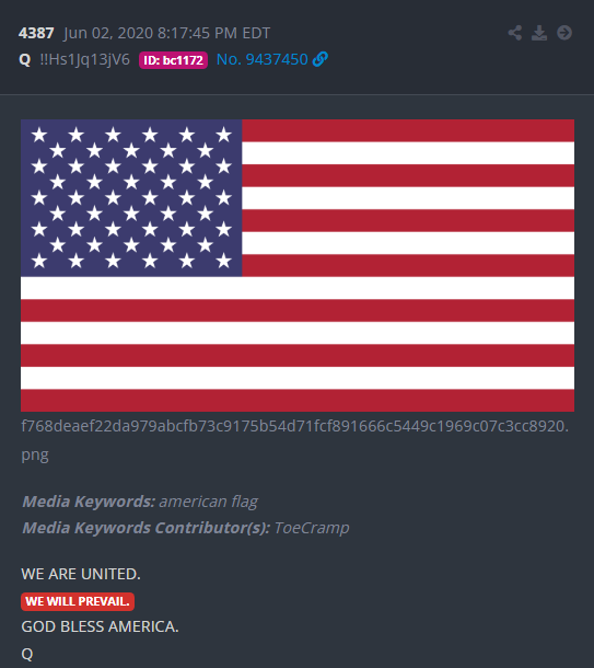 1776Tron's tweet photo. WE ARE UNITED. 
WE WILL PREVAIL.
GOD BLESS AMERICA. https://t.co/ozdjPegcCY
