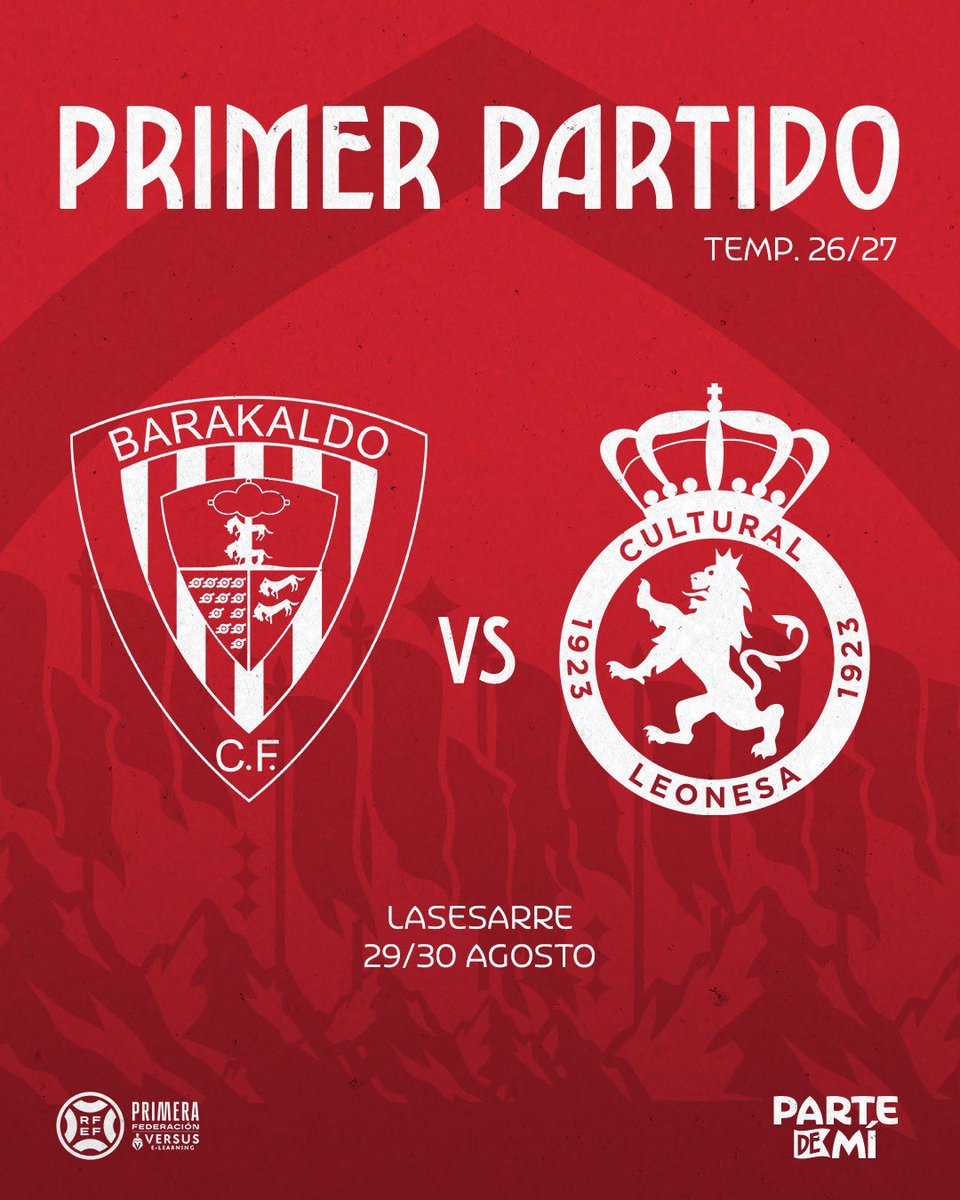 CyDLeonesa's tweet photo. 📆 #CalendariosRFEF

Ya conocemos al rival con el que abriremos la temporada 2026/27 en la @Primera_RFEF 

👋🏽 @BarakaldoCF 

#AúpaCultu | #ParteDeMí https://t.co/ZdeTfdeU1Z
