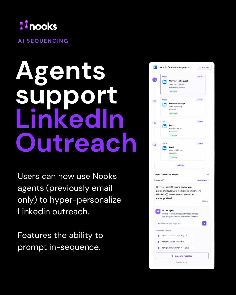 NooksHQ's tweet photo. In June, we shipped:
🚀 14 features.

Including:
• Bonus Numbers for AI Dialer
• International Smart Presence
• AI Agents for LinkedIn Outreach
• Scheduled AI Agents

Swipe through for our June launch recap. 👇 https://t.co/VQyY8W6Zdq