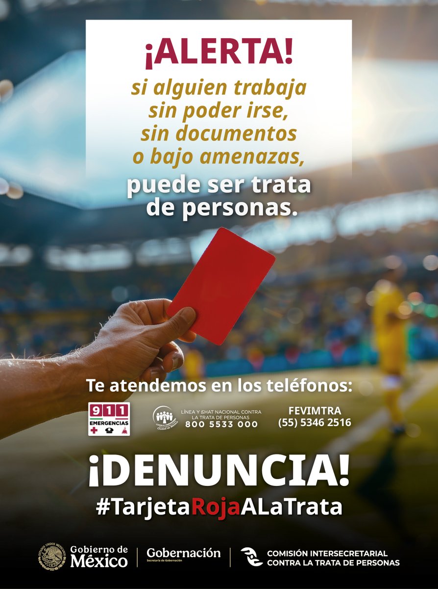 ConatribMx's tweet photo. Denuncia, saca #TarjetaRojaALaTrata https://t.co/usQxYzkLSe