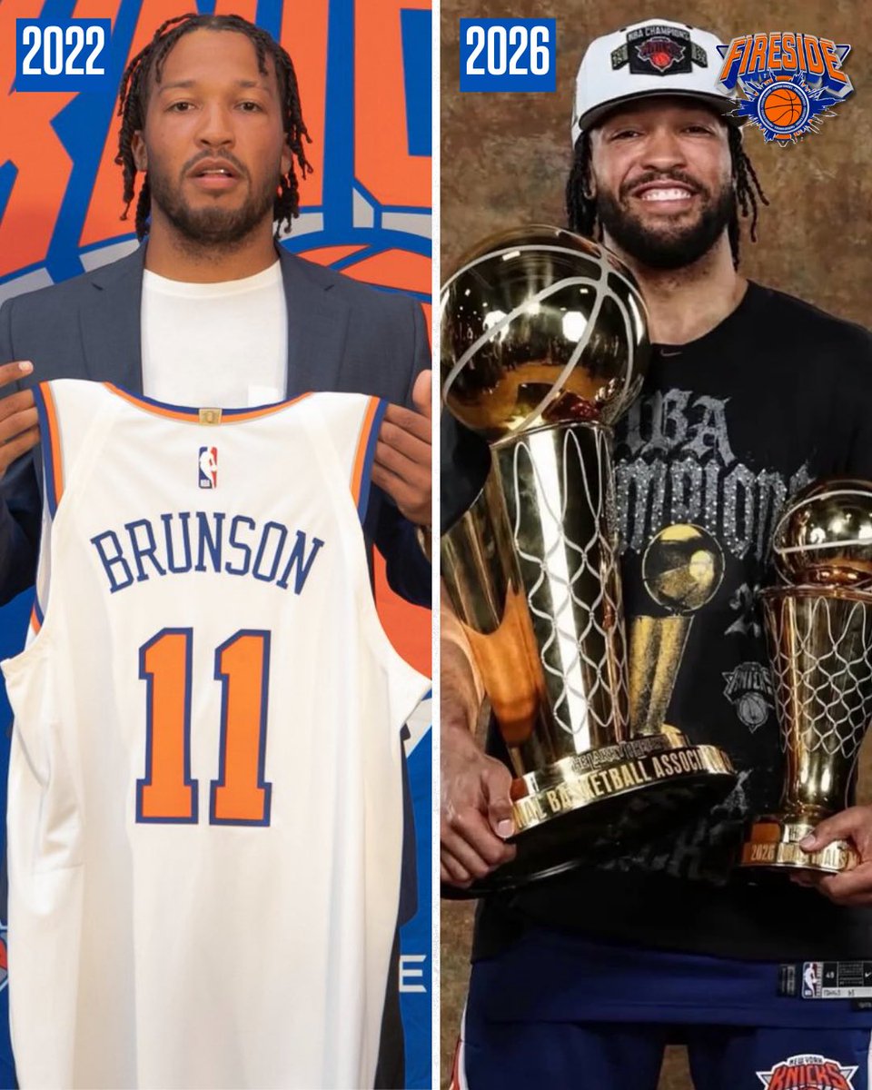 FiresideKnicks's tweet photo. 4 years ago today, Jalen Brunson agreed to a 4-year/$110 million deal with the Knicks.

4 years later, he led the Knicks to their first championship in 53 years. 🧡💙 https://t.co/2mfcoY3JJd