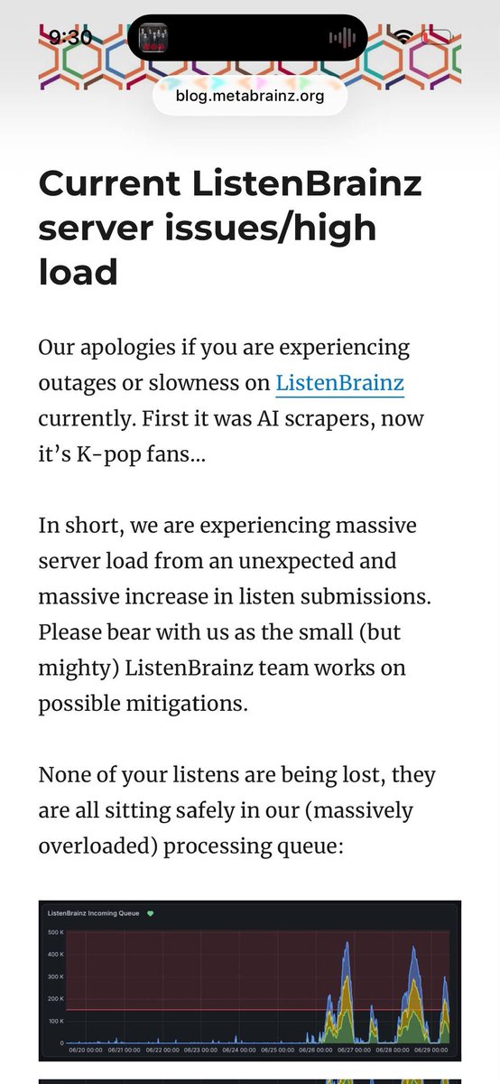 sothye's tweet photo. 🚨🚨How absurd is this???
ListenBrainz and Lastfm is forever in boycott list for me.
They should really rename the brand to WesternBrainz instead and pop up in app saying only welcome western artist listener.

Another thing is all this small sites come out using our brand/fandom name for larger hater attention and it's promotion to them too with pity card.

Currently I'm only sticking with statsfm and musicat.
Don't waste your subscription money to others.