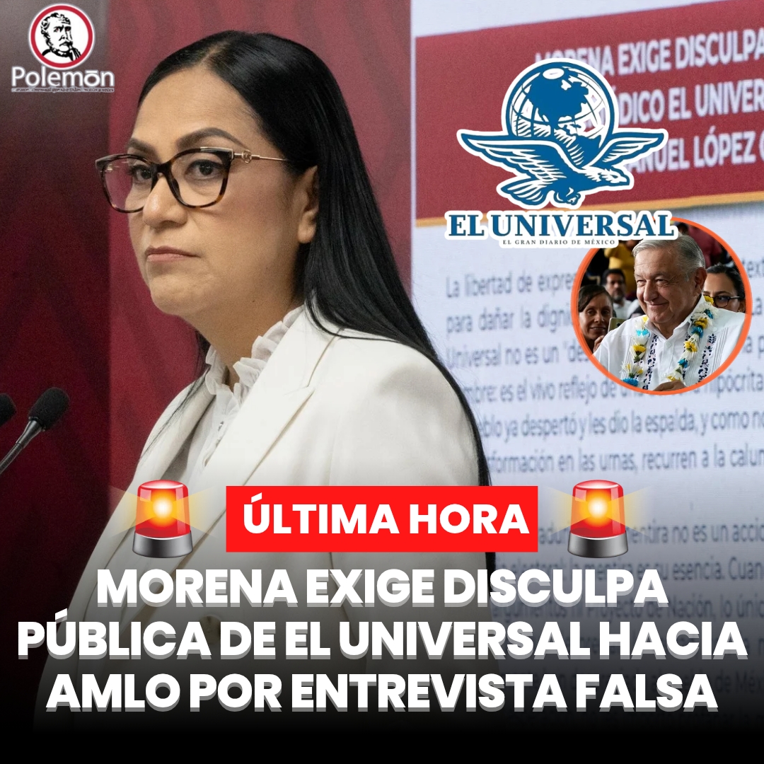 revistapolemon's tweet photo. 🚨 #ÚLTIMAHORA | La Presidenta Nacional de Morena, @A_MontielR  , exigió que @El_Universal_Mx exprese una disculpa pública hacia el ex Presidente @lopezobrador_ por haber publicado una entrevista que le difamaba y buscaba golpear su nombre.

En conferencia de prensa , Montiel aseguró que la libertad de expresión, en la cual se escudan distintos difamadores, no puede ser excusa para mentir y dañar a ninguna persona. Y por ello, exigió que el medio no solo se disculpe con la familia del escritor Carlos Monsiváis, si no también con AMLO.

"No es un descuido, ni una simple pifia periodística. Es el vivo reflejo de una derecha hipócrita y moralmente derrotada. El pueblo ya despertó y como les dio la espalda y como no pueden frenar el avance de la transformación en las urnas, recurren a la calumnia y a la guerra sucia", señaló.

La dirigente guinda afirmó que la mentira es la escencia del conservadurismo y no solo una estrategia electoral. Asimismo, aseguró que la derecha carece de argumentos reales para convencer a la población. 

"Mienten porque desprecian la verdad de la misma forma que desprecian al pueblo de México", dijo.

En el caso de la mentira contra López Obrador, Montiel señaló que no solo se usó el nombre de Monsiváis de forma sucia, sino que se atacó con prejuicios y homofobia.

"Esto va más allá de un ataque a López Obrador, es un ataque a la democracia (...) no pueden convencer con la verdad e intentan destruir nuestra capacidad para debatirla", añadió.

Finalmente, Montiel señaló la defachatez de El Universal para publicar una entrevista "inventada y sin el más mínimo sustento" y aclaró que no basta con borrar la entrevista de su sitio y publicar una disculpa "a medias".

"Exigimos categóricamente que El Universal ofrezca una disculpa directa a Andrés Manuel López Obrador, quien es el blanco principal de esta infamia", concluyó.
📸: @Eneas