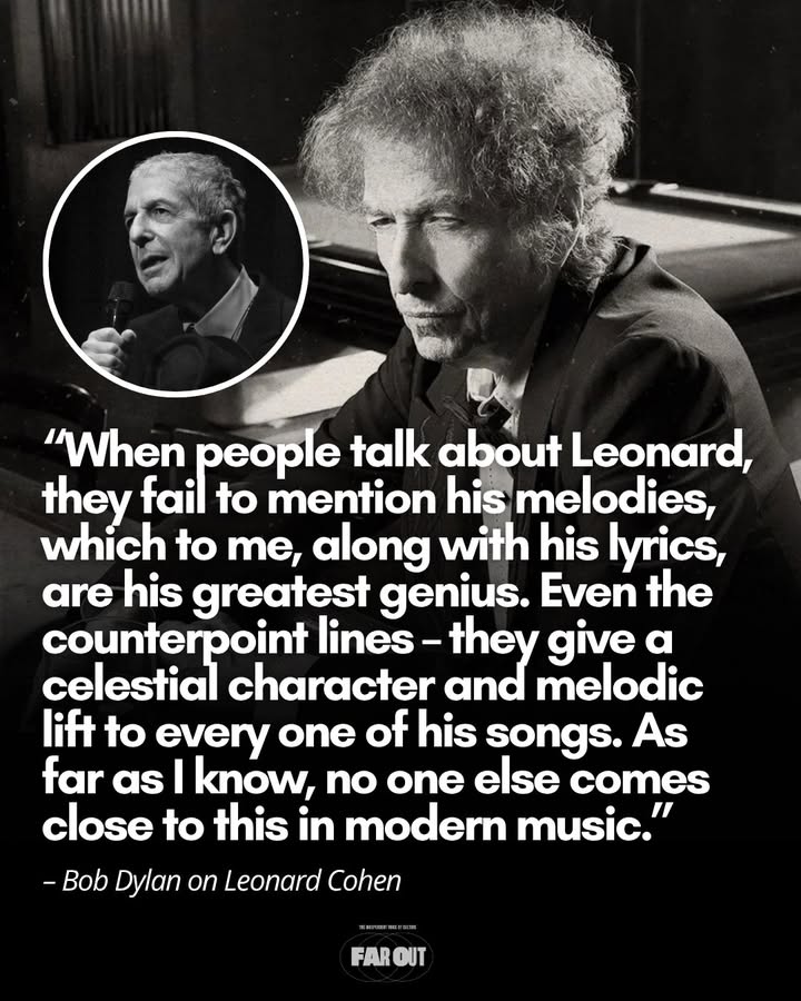 FarOutMag's tweet photo. Bob Dylan believes no one comes close to Leonard Cohen. 🎤👇 https://t.co/FXcxBFF2ss