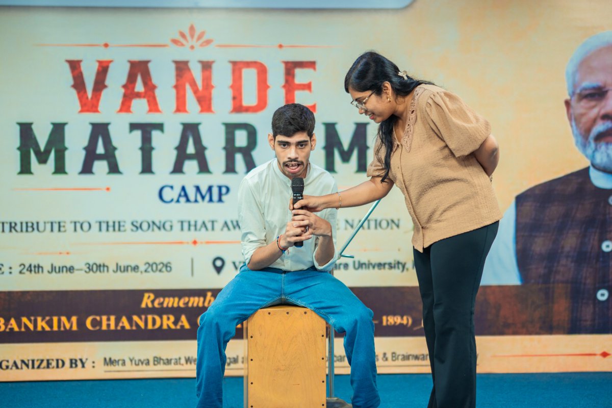 MYBharatHQ's tweet photo. Vande Mataram Camp | Day 7 

From yoga and a plantation drive to creative expression through theatre and a heartfelt closing ceremony, #MYBharat Volunteers and youth delegates celebrated the spirit of unity, leadership, service, and the enduring legacy of #VandeMataram. https://t.co/LmSq0fZBRc