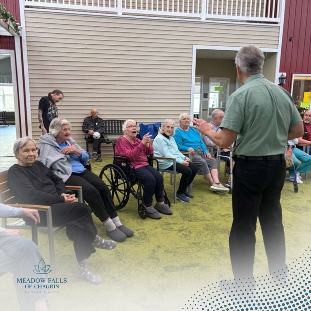 MeadowChagrin's tweet photo. 🎶 A wonderful morning with Greg Piscura! Residents enjoyed an hour of live music, sing-alongs, and smiles, followed by a light exercise session.

#LiveMusic #SeniorLiving #LifeEnrichment https://t.co/k00hJ7LwEj