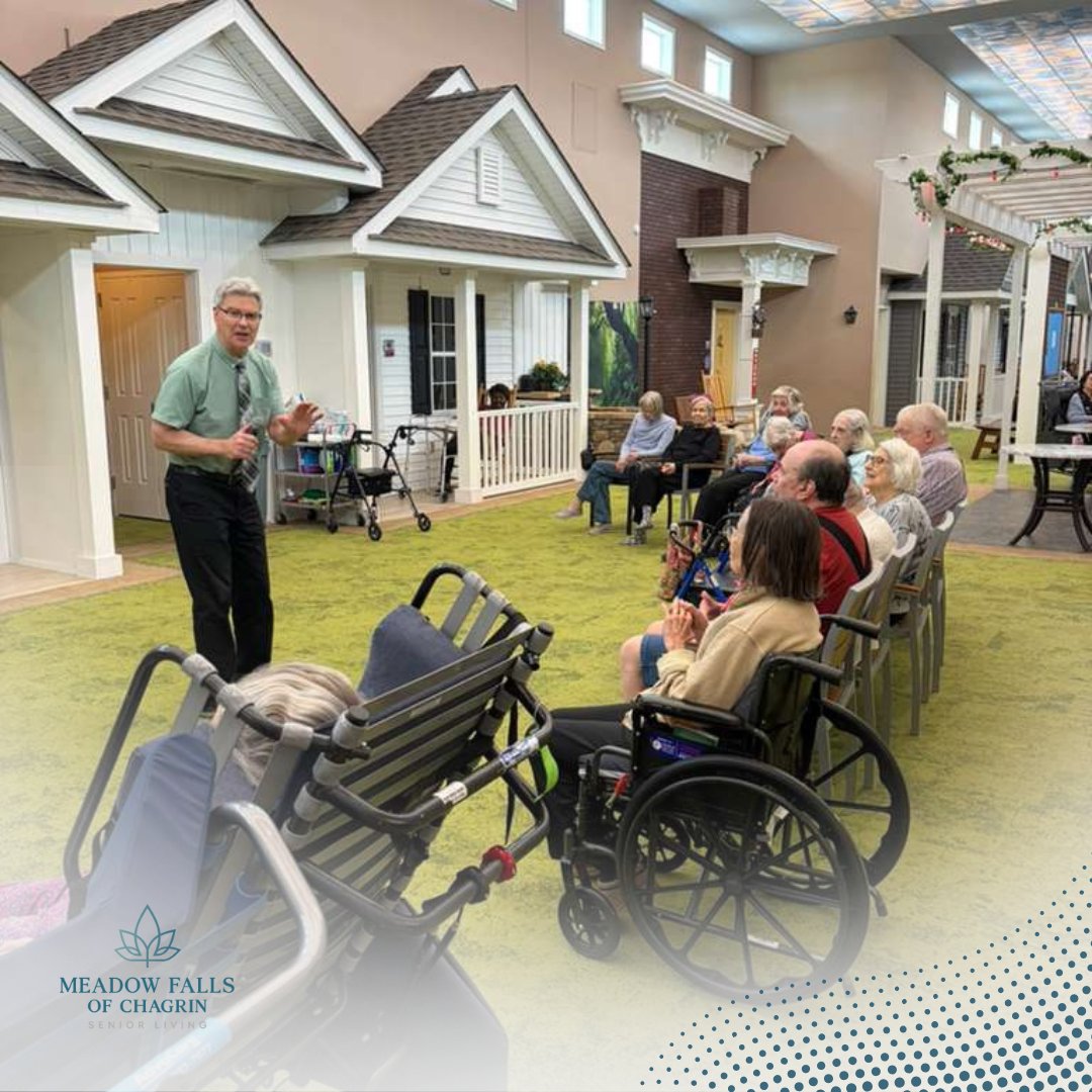 MeadowChagrin's tweet photo. 🎶 A wonderful morning with Greg Piscura! Residents enjoyed an hour of live music, sing-alongs, and smiles, followed by a light exercise session.

#LiveMusic #SeniorLiving #LifeEnrichment https://t.co/k00hJ7LwEj