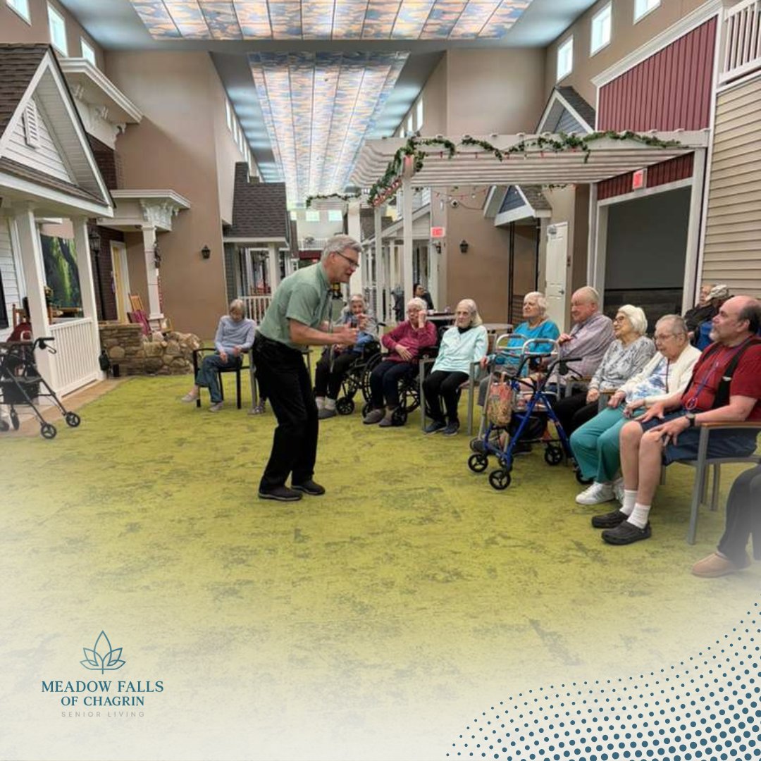 MeadowChagrin's tweet photo. 🎶 A wonderful morning with Greg Piscura! Residents enjoyed an hour of live music, sing-alongs, and smiles, followed by a light exercise session.

#LiveMusic #SeniorLiving #LifeEnrichment https://t.co/k00hJ7LwEj