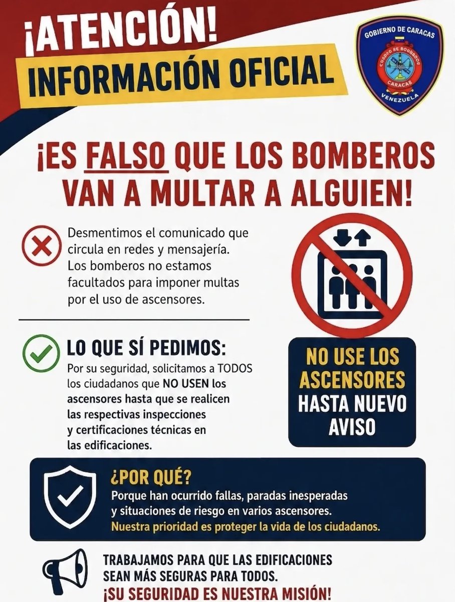 CaraotaDigital's tweet photo. #Venezuela | Los Bomberos de Caracas desmintieron que estén aplicando multas a quienes prendan los ascensores en los edificios tras los terremotos del 24 de junio.

Amplía los detalles aquí 👇🌱
https://t.co/nSyIwokpgy https://t.co/Zg3KPvBtZB
