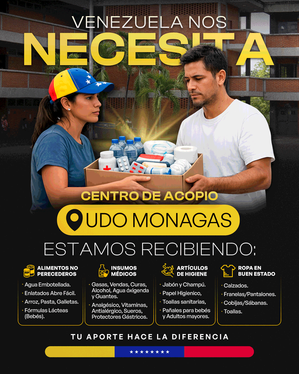 xaavgar's tweet photo. MATURÍN - Edo. Monagas. 
Aquí 03 centros de Acopio para donar insumos necesarios para los afectados de los terremotos de Vargas. https://t.co/JlIykkEe5b