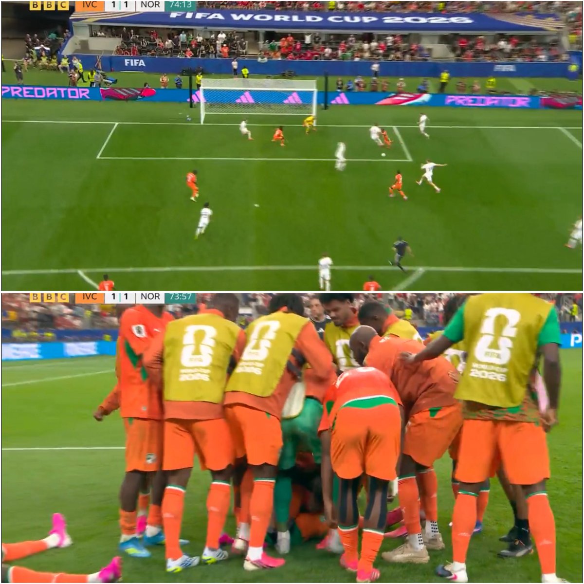 Honorablefip's tweet photo. Goal!!!

Amad don equalize for Ivory Coast 

1-1 

74’ mins https://t.co/rRIMdP35vp