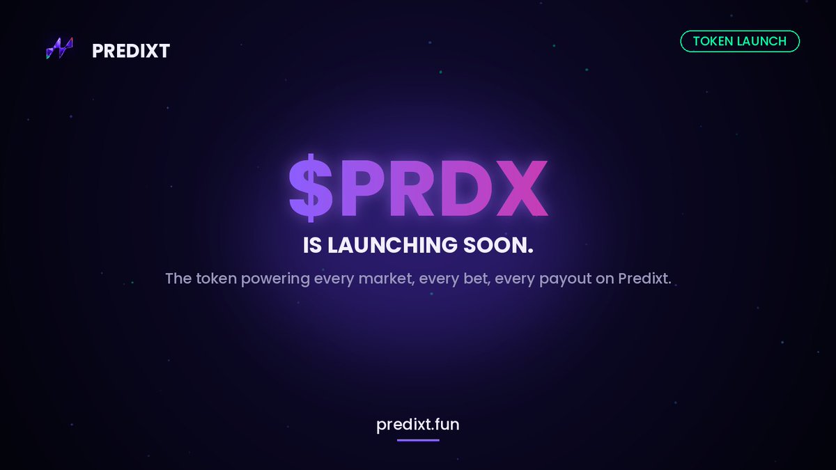 PredixtMarkets's tweet photo. $PRDX is launching soon. Every market, every bet, every payout on Predixt runs through it. 

https://t.co/QmI1c3pSf4 https://t.co/OU9TYYHB8q