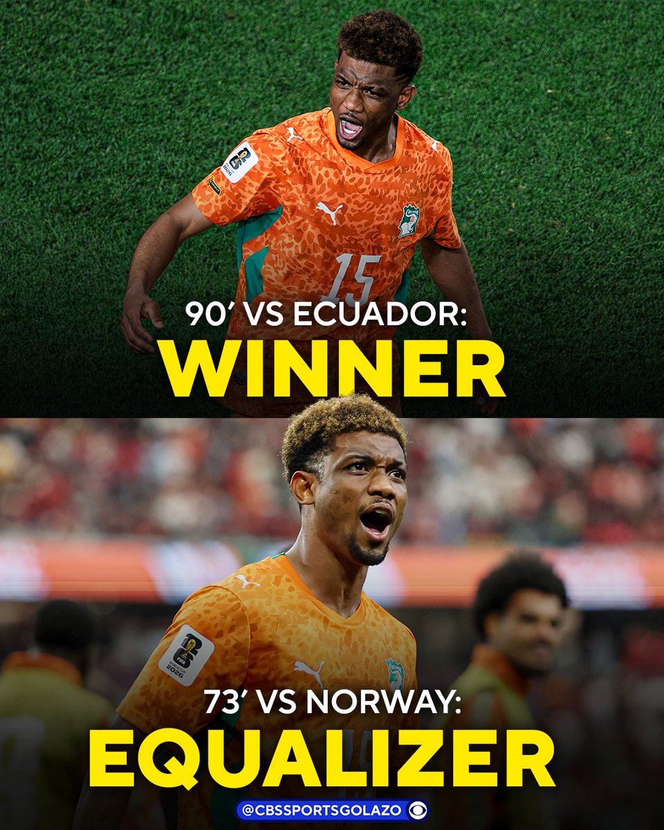 CBSSportsGolazo's tweet photo. Amad has already scored two MASSIVE goals for Ivory Coast at the World Cup ⭐️ https://t.co/uUiOqRuqnZ