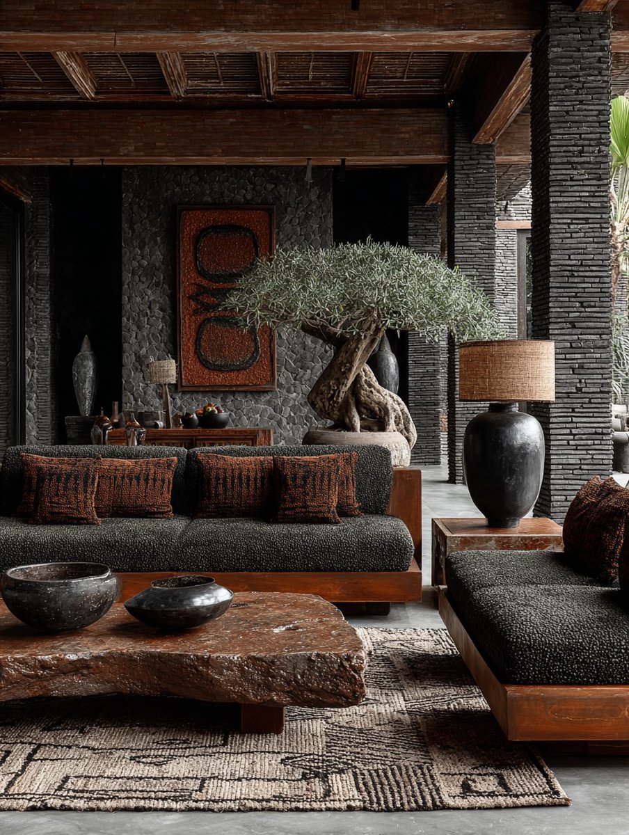 HOUSEPORN___'s tweet photo. dark balinese interior https://t.co/w6DQEo1mGT
