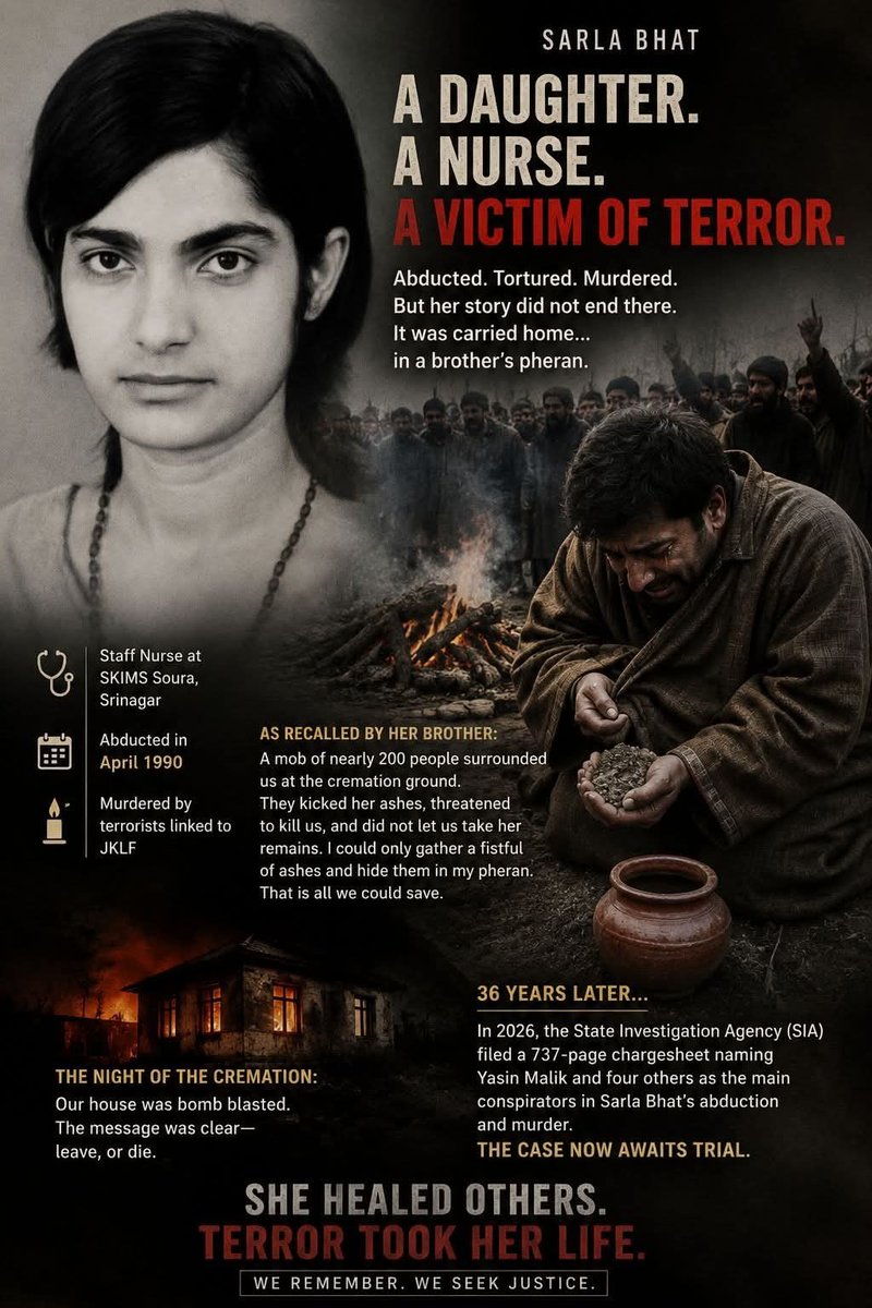 HinduVoice_in's tweet photo. Sarla Bhat was murdered because she was a Hindu. https://t.co/K0VMKwbaNp