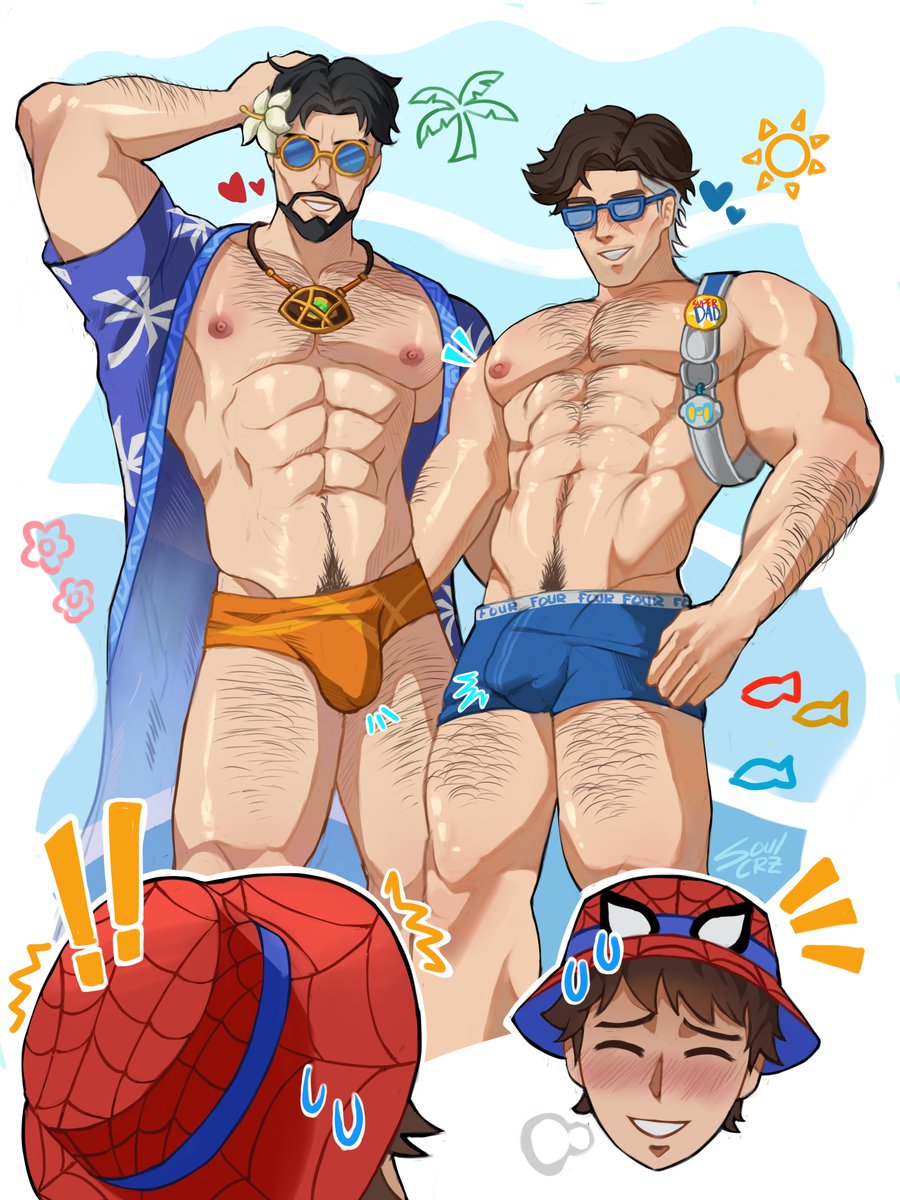 soulcrz's tweet photo. Even in vacation Spidey isn’t done giving a helping hand 
#marvelrivals #nsfw #bara #nsfwart https://t.co/LuJ9yK25uV