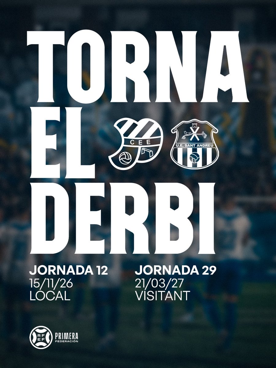 CEEuropa's tweet photo. Torna el derbi. Guardeu-vos aquestes dates

En tenim moltes ganes, @uesantandreu 😉

#EuropaSantAndreu #PrimeraFederació https://t.co/uGUvkX8xJ3
