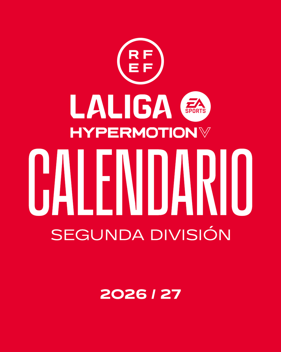 rfef's tweet photo. 🗓 𝗖𝗔𝗟𝗘𝗡𝗗𝗔𝗥𝗜𝗢𝗦 𝟮𝟬𝟮𝟲/𝟮𝟳:

🏆 Segunda División

➡ https://t.co/n5VWtHsqZb

@LaLiga2 | #CalendariosRFEF | #LALIGAHYPERMOTION https://t.co/Yj5uiXFdwU