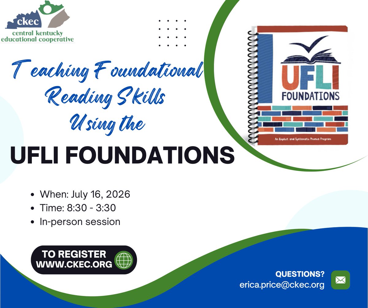 CKYEC's tweet photo. Ready to boost your phonics instruction? This session explores the UFLI Foundations curriculum developed by the University of Florida Literacy Institute. Discover how it can support your students' reading journey.  Let's work together to build stronger readers! 📖🙌 https://t.co/pag8gDQWT7
