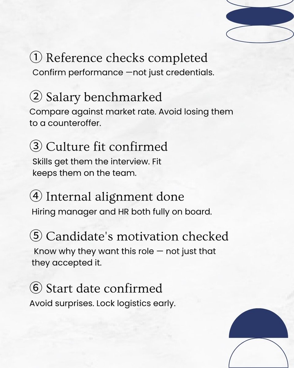YushaInfo's tweet photo. One rushed offer can cost you months. ✅
#Recruitment #HiringTips #HRLeaders #TalentAcquisition #StaffingAgency
#HiringProcess #RecruiterLife #HRTips #HiringNow #TalentManagement https://t.co/NdDVM2JYwK