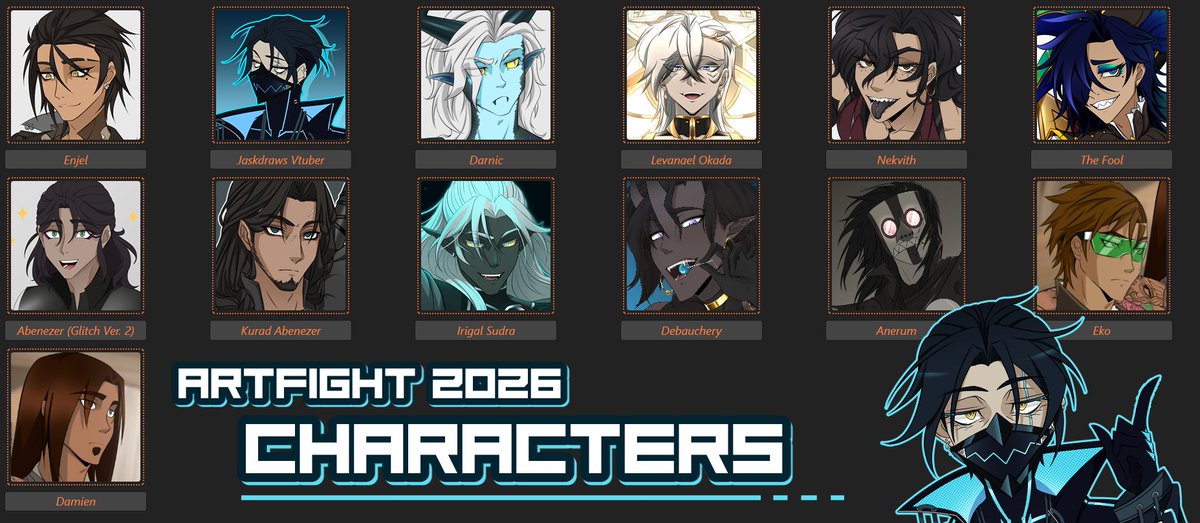 jaskdraws's tweet photo. Last minute artfight prep is DONE and my characters this year are all set up and ready to go :D  

https://t.co/NHIw5GrW3O 

I plan on streaming attacks this year! I'll share a schedule when I have a few more things sorted https://t.co/kz7FpcXQ3v