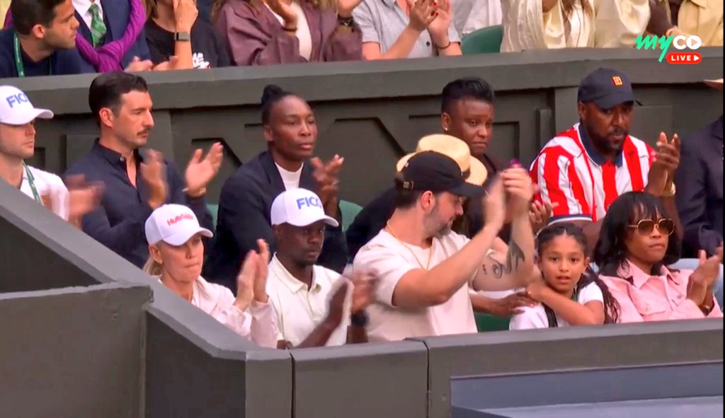 usmann_khann's tweet photo. Just Love Watching Her Back! That First Serve Power Still There - GOAT. 
Serena Family - 2 Daughters &amp; Husband are in the Centre Court for complete moral Support 
#SerenaWilliams #Wimbledon https://t.co/guKpSl4Hzl