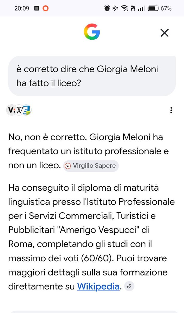 ErmonnoSoave's tweet photo. #Meloni presenta il piano di formazione linguistica "Gli studenti italiani in Europa" e dice "Ho studiato le Lingue al #Liceo". Ma Giorgia ha veramente fatto il liceo? L'ho chiesto a Google. https://t.co/Xyjjr7WqRm