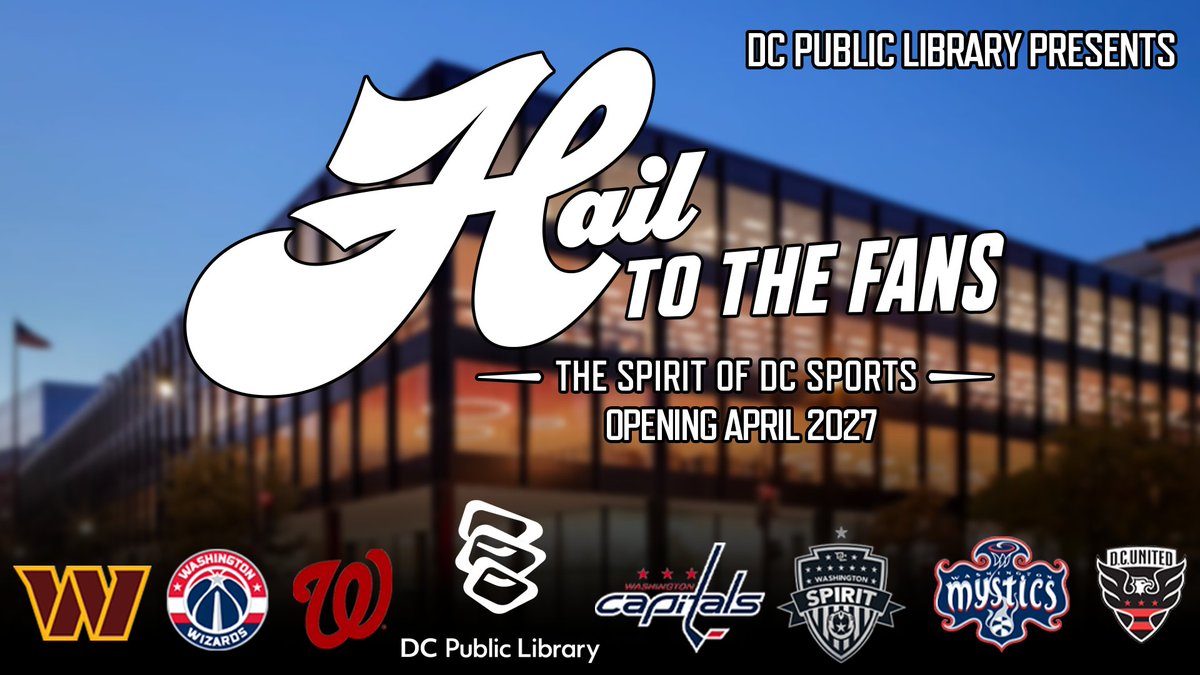 dcpl's tweet photo. Calling all DC sports fans! Help tell the story of Washington sports. Share your jerseys, photos, and other memorabilia for possible inclusion in Hail to the Fans: The Spirit of DC Sports, a new exhibition coming to DC Public Library in spring 2027. https://t.co/jc6Ee8Wd5b https://t.co/qWMuOOYbbb