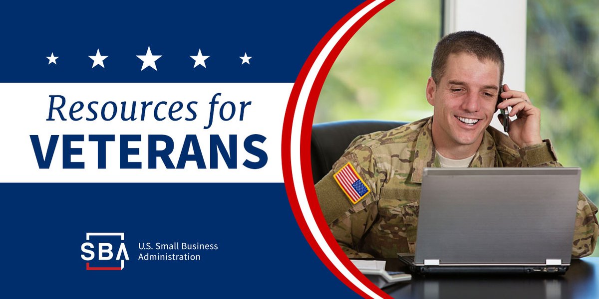 SBAgov's tweet photo. Veterans: If you're looking to start or grow a business, SBA can help! 

Explore funding options, training, counseling, and more: https://t.co/Nb3fVJW0yw https://t.co/dpOBP3ljec