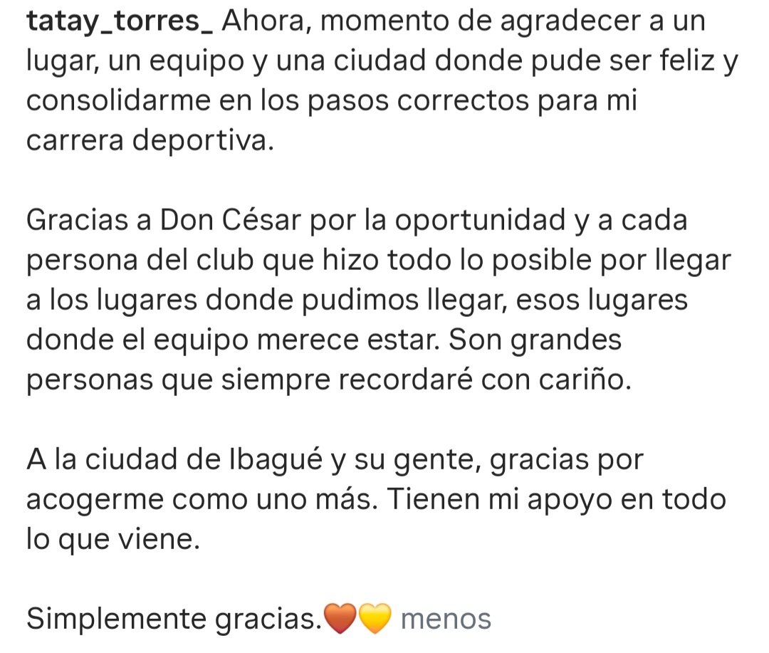 rinconvinotinto's tweet photo. Luego de la evidente molestia de los hinchas del DEPORTES TOLIMA y tras más de 15 horas de su primera publicación, dedicada solo al Atlético Nacional, Juan Pablo Torres publicó este mensaje en su Instagram, limitando los comentarios.

¿OPINIONES? 🤔 https://t.co/B1MvHhC97E