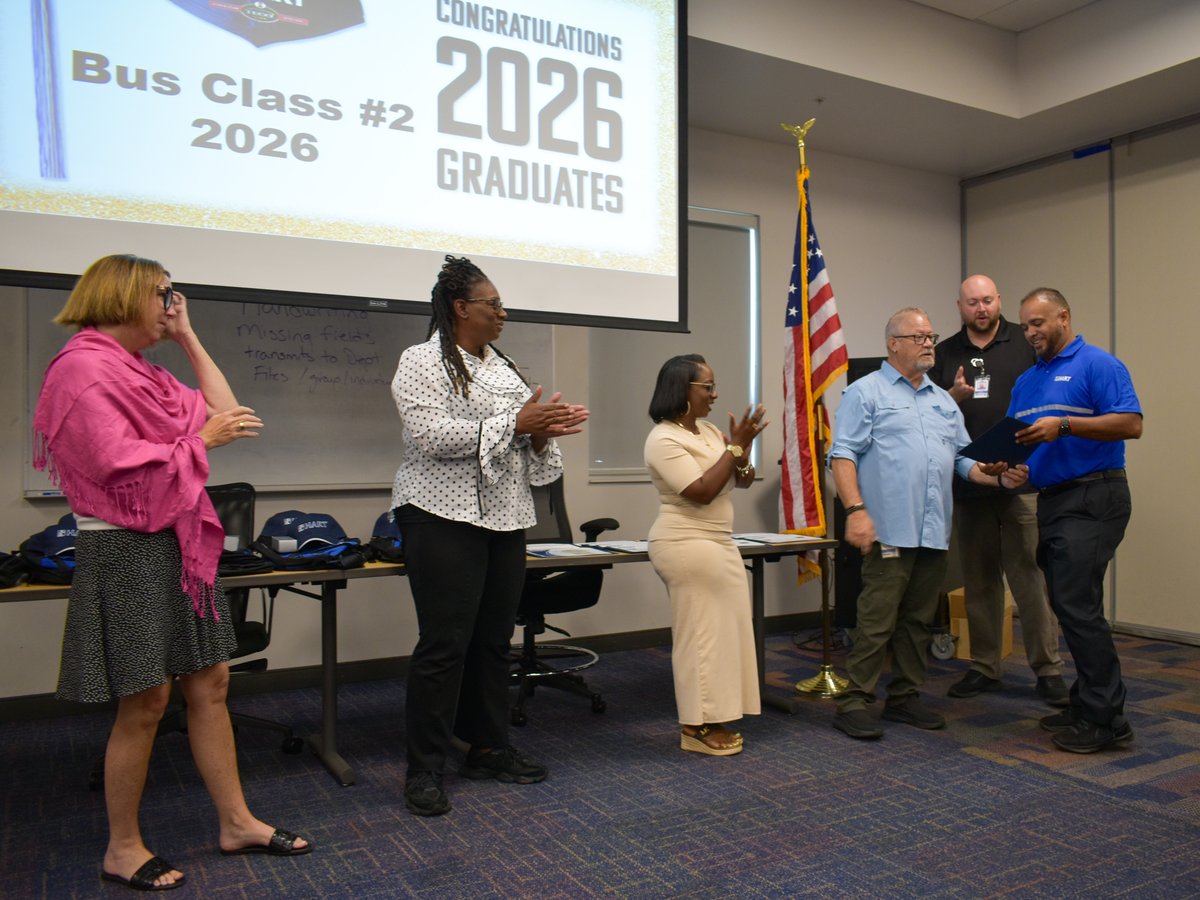 GoHART's tweet photo. Congratulations to HART’s newest bus operators! 👏

We recently celebrated 12 graduates who completed HART’s 10-week training program, gaining the skills needed to provide safe, reliable, and customer-focused service across Hillsborough County.

Please join us in welcoming them to the HART team! 🚌

Interested in becoming a bus operator? Apply at https://t.co/mY75OOAyc9